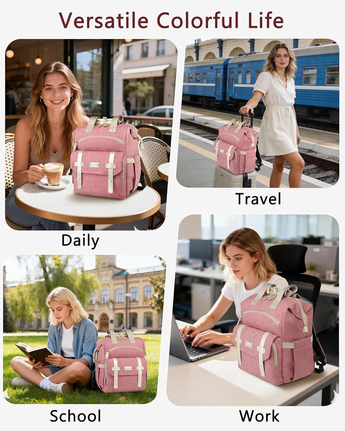 Backpack for Women,Rfid anti Theft Work Backpack for 15.6 Inch Laptop,Wide Open Large USB Charging Port Student Bookbag, Doctor Teacher Nurse College School Travel Shoulder Purse Bag